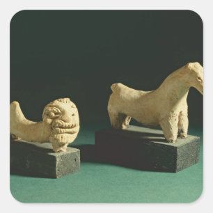 Terracotta lion and horse, Mohenjodaro 2300-1750 B Square Sticker