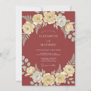 Terracotta Lush Floral Wedding Invitation