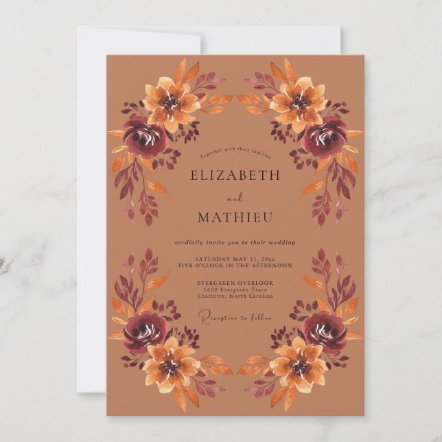 Terracotta Lush Harvest Wedding Invitation (Front)