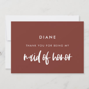Terracotta Maid of honour thank you text card