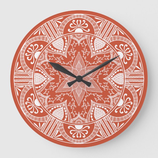 Terracotta Mandala Large Clock (Front)