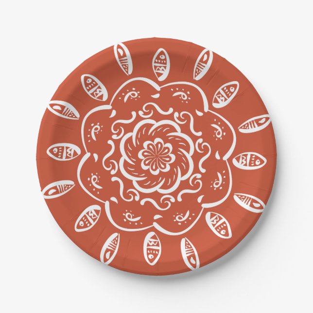 Terracotta Mandala Paper Plate (Front)