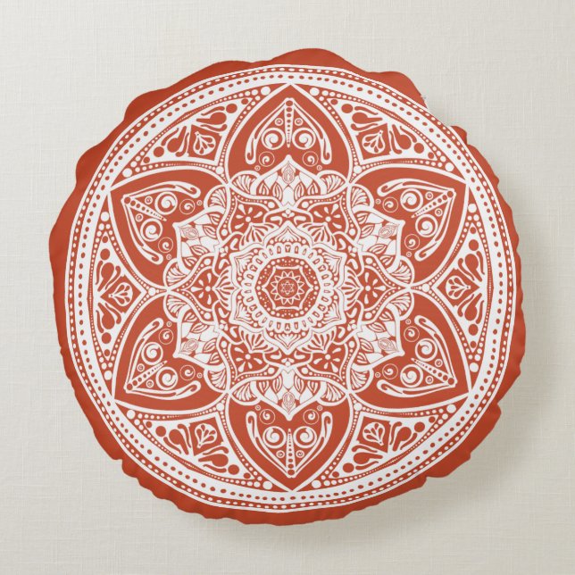 Terracotta Mandala Round Cushion (Back)
