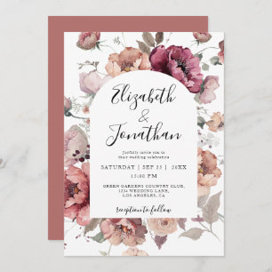 Terracotta Marsala Burgundy Fall QR Code Wedding Invitation