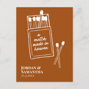 Terracotta Match Made in Heaven Save the Date Postcard