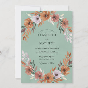 Terracotta Mauve Petal Wedding Invitation