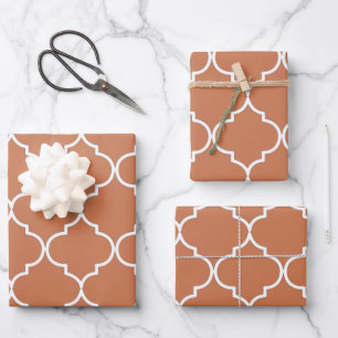 Terracotta Mediterranean Moroccan Pattern  Wrapping Paper Sheet