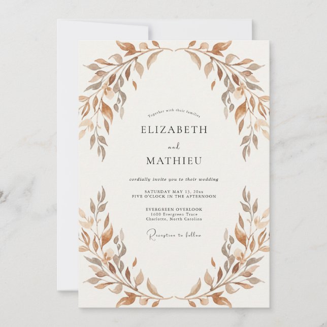 Terracotta Mellow Autumnal Wedding Invitation (Front)
