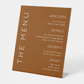 Terracotta Menu Sign, Burnt Orange Menu Sign