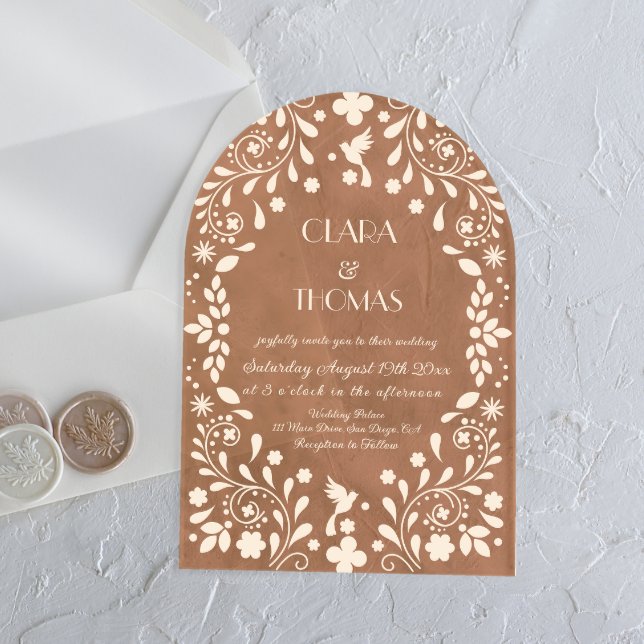 Terracotta Mexican Beige Wedding Invitation (Creator Uploaded)
