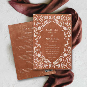 Terracotta Mexican QR Code Wedding Invitation