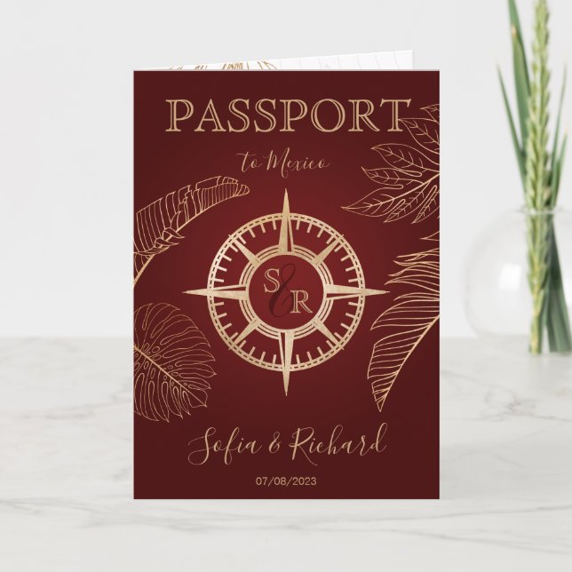 Terracotta Mexico Wedding Destination Passport Invitation (Front)