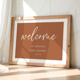Terracotta Minimal Boho Chic Baby Shower Welcome Poster