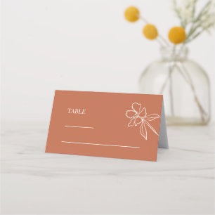 Terracotta Minimal Floral Wedding Place Card