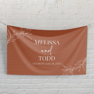 Terracotta Minimal Minimalist Branch Leaf Wedding Banner