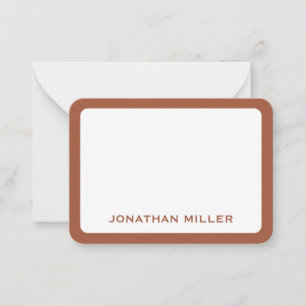 Terracotta Minimal Monogram Name Rounded Corners Card