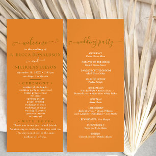 Terracotta Minimal Script Text Wedding Program Rack Card
