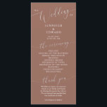 Terracotta Minimal Wedding Ceremony Program Programme<br><div class="desc">Minimal wedding program featuring modern script font on a terracotta background. All the wedding ceremony information and the wedding party's name listed on this program.</div>