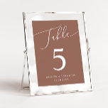 Terracotta Minimal Wedding  Table Number<br><div class="desc">Minimal and elegant wedding table number featuring modern script text that says "Table" at the top on a terracotta background.</div>