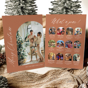 Terracotta Minimalist Arch Photo Merry Christmas Holiday Card
