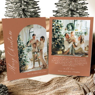 Terracotta Minimalist Arch Photo Merry Christmas Holiday Card