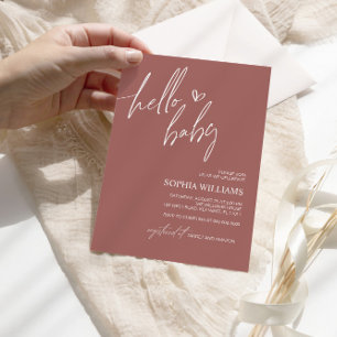 Terracotta Minimalist Baby Shower Invitation