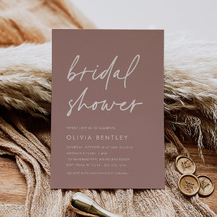 Terracotta Minimalist Boho Script Bridal Shower Invitation