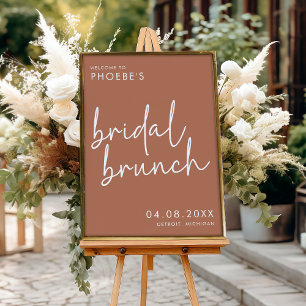 Terracotta Minimalist Bridal Brunch Welcome Poster