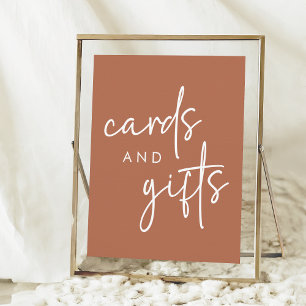 Terracotta Minimalist Bridal Shower Cards & Gifts Poster