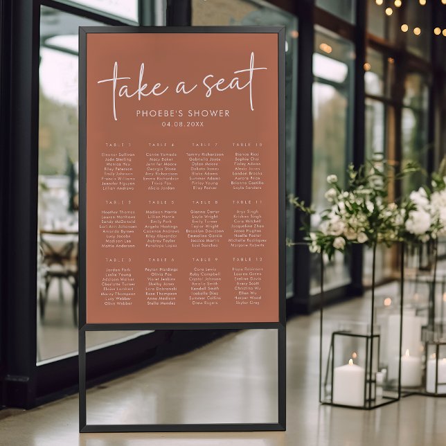 Terracotta Minimalist Bridal Shower Seating Chart (Creator Uploaded)