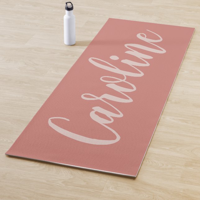 Terracotta Minimalist Calligraphy Personalised Yoga Mat (In Situ)