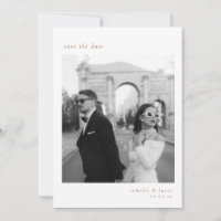 Terracotta Minimalist Elegant Photo Save the date