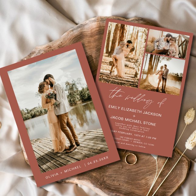 Terracotta Minimalist Elegant Photo Wedding  Invitation (Creator Uploaded)