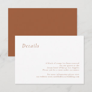 Terracotta Minimalist Elegant Wedding Details card
