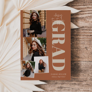 Terracotta Minimalist Modern 5 Photos Graduation Invitation