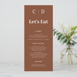 Terracotta Minimalist Monograms Lets Eat Flat Menu