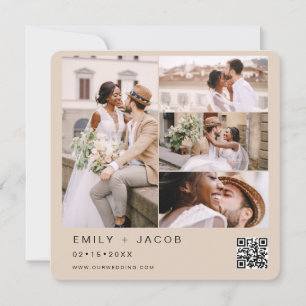 Terracotta Minimalist Photo QR code Wedding Invitation