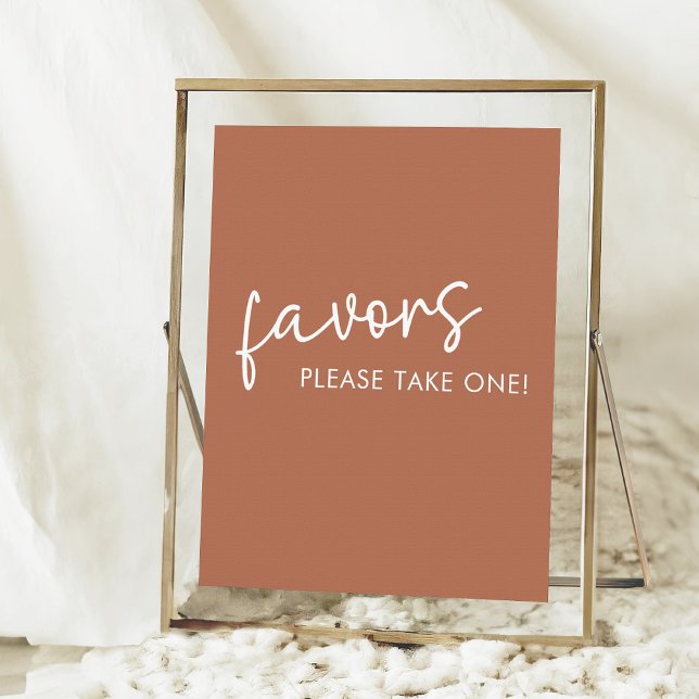 Terracotta Minimalist Script Bridal Shower Favours Poster (Creator Uploaded)