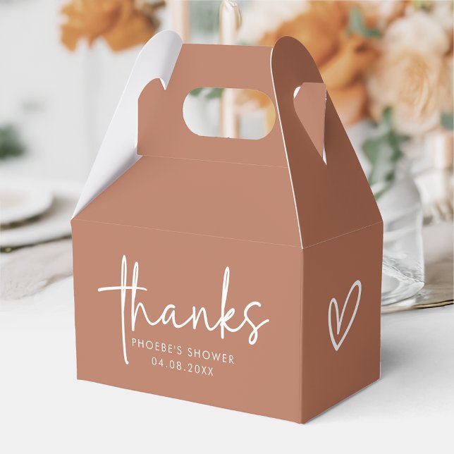 Terracotta Minimalist Script Bridal Shower Gable Favour Box (Creator Uploaded)