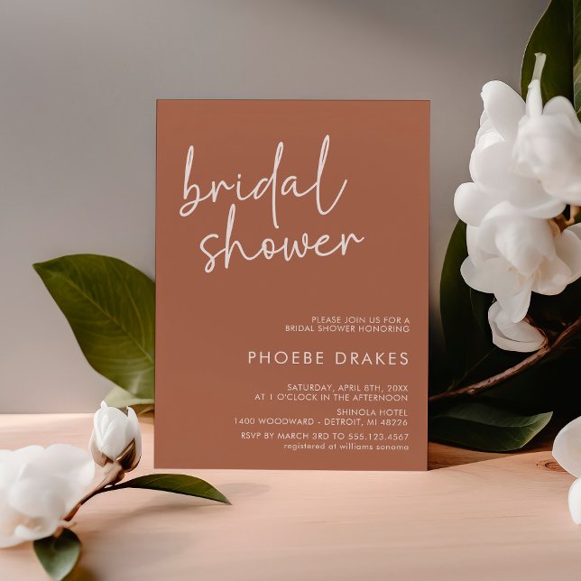 Terracotta Minimalist Script Bridal Shower Invitation (Creator Uploaded)