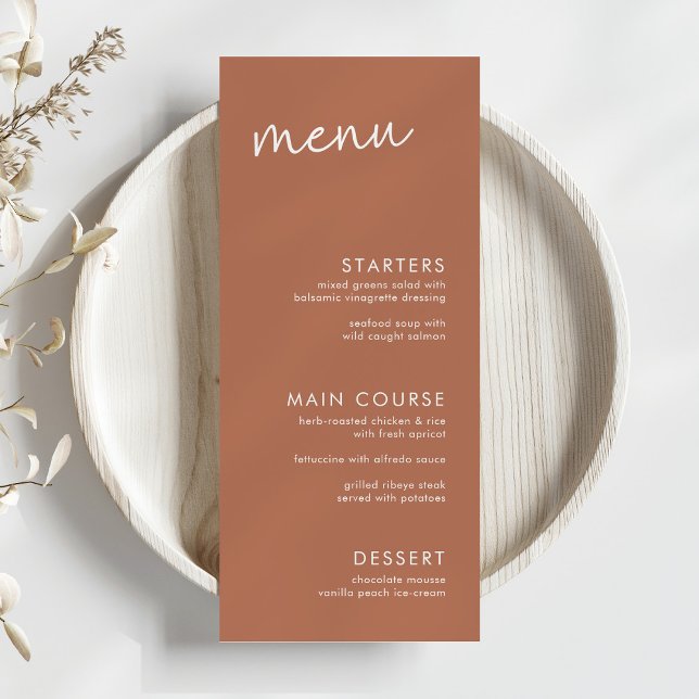 Terracotta Minimalist Script Bridal Shower Menu (Creator Uploaded)