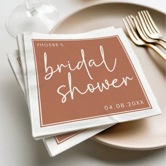 Terracotta Minimalist Script Bridal Shower Napkin (Creator Uploaded)
