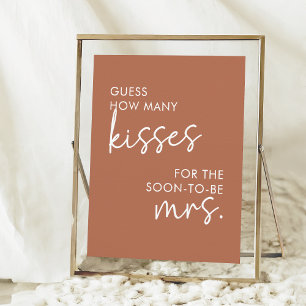 Terracotta Minimalist Script How Many Kisses Game Poster