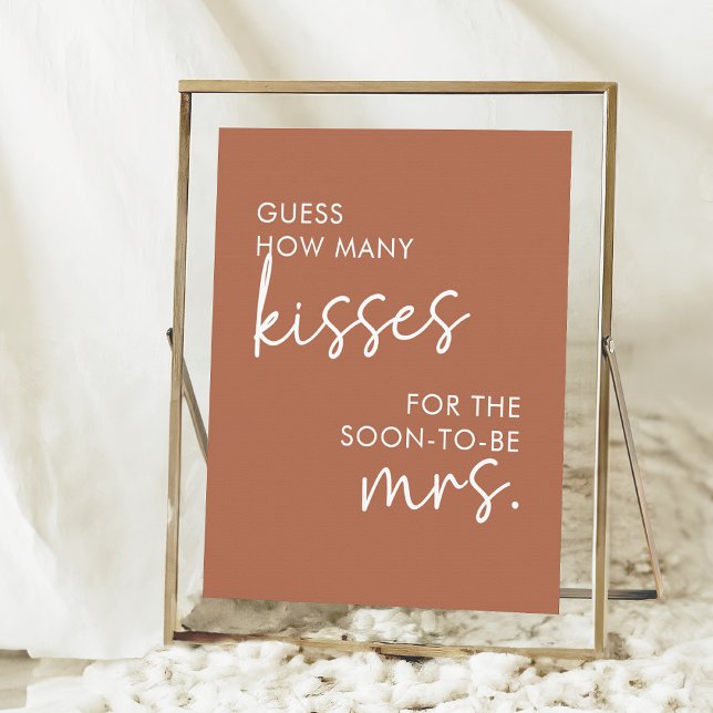 Terracotta Minimalist Script How Many Kisses Game Poster (Creator Uploaded)