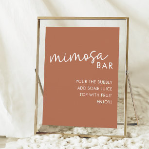 Terracotta Minimalist Script Shower Mimosa Bar Poster