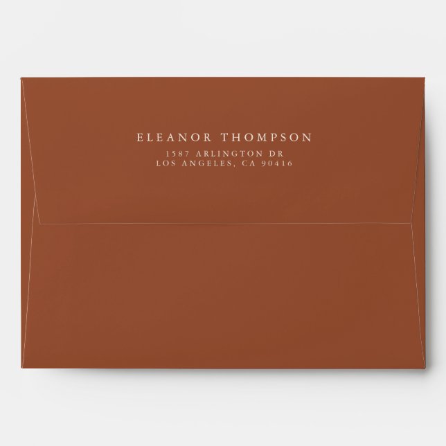 Terracotta Minimalist Serif Typography Wedding Envelope (Back (Top Flap))