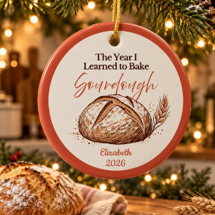 Terracotta Minimalist Sourdough Christmas Custom Ceramic Tree Decoration