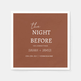 Terracotta Minimalist the Night Before Wedding  Napkin