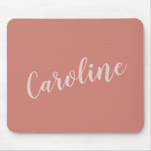 Terracotta Minimalist Typography Personalized Name Mouse Pad