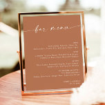 Terracotta Minimalist Wedding Bar Menu, Drink Menu Poster<br><div class="desc">This beautiful Drink Menu Sign features a beautifully modern minimalist elegance to display at your wedding or special event. Easily edit most wording to match your style. Text and background colours are fully editable —> click the "Customise Further" button to edit!</div>